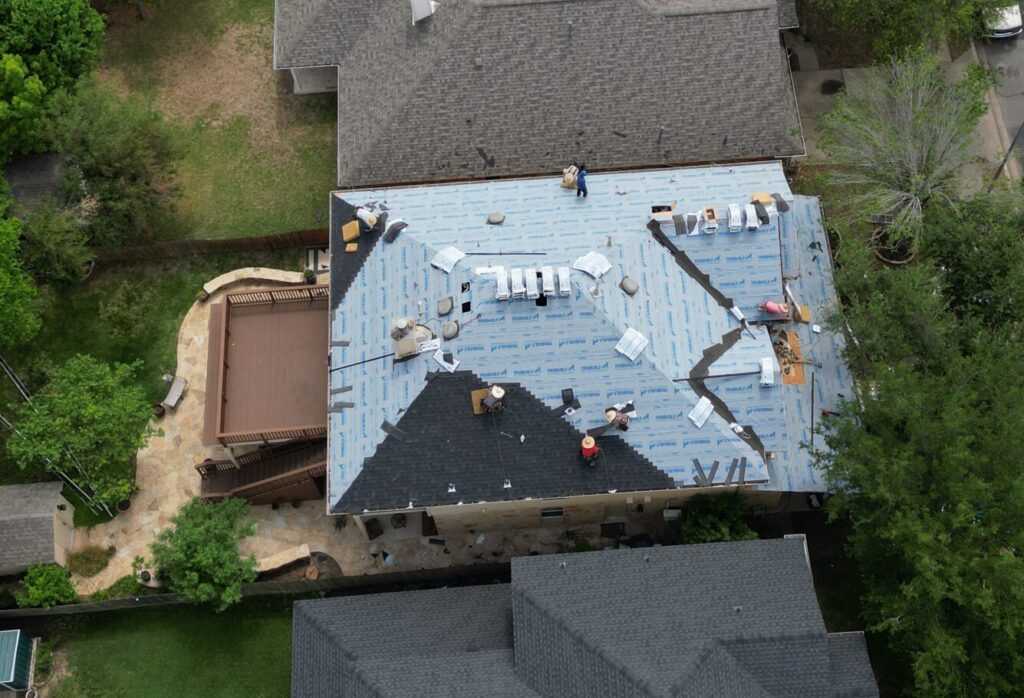 Rush Builders roofing crew at work in Austin